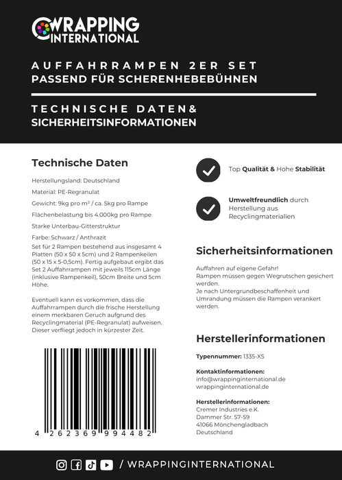Auffahrrampen 2er SET für Scherenhebebühne