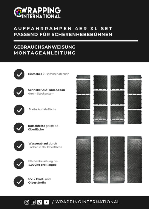 Auffahrrampen 4er SET XL für Scherenhebebühne