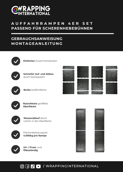 Auffahrrampen 4er SET für Scherenhebebühne